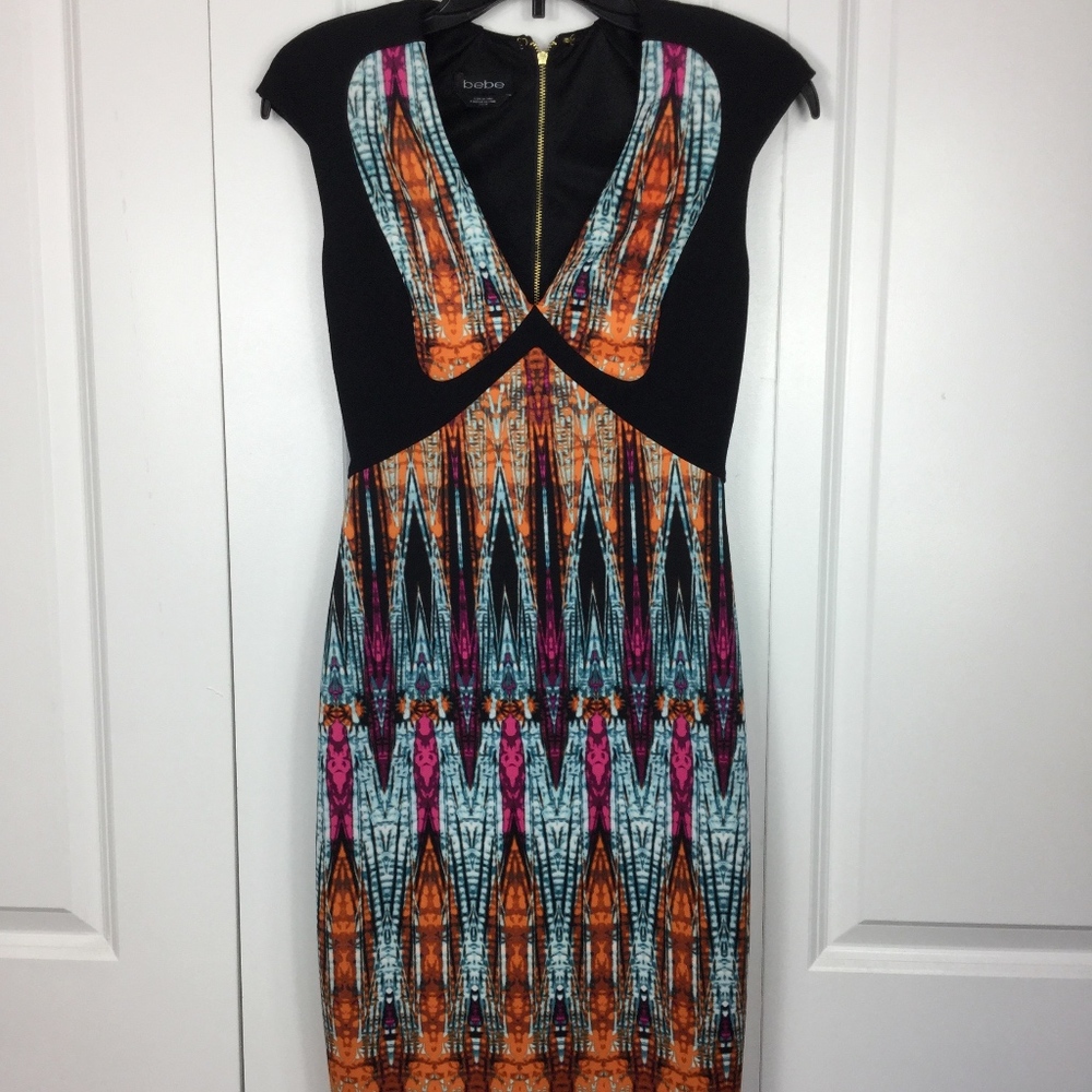 Bebe | Bodycon Dress Size XS Black Multicolor